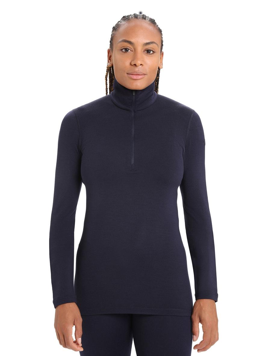 Base Layers Icebreaker Merino 260 Tech Long Sleeve Half Zip Thermal Top Femme Bleu Marine | FR 1914DFMN